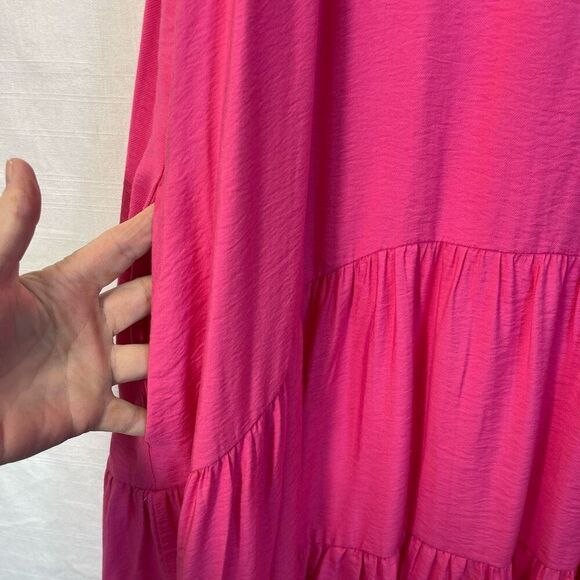 Anthropologie Maeve Hot Pink Sleeveless Marlene High Low Tiered Dress Size Large - Picture 4 of 9